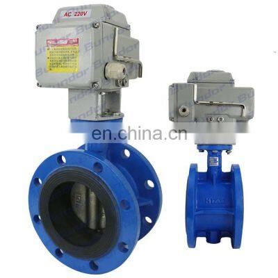 Bundor 4 Inch Electric Actuator Flanged End Butterfly Valve  For Water