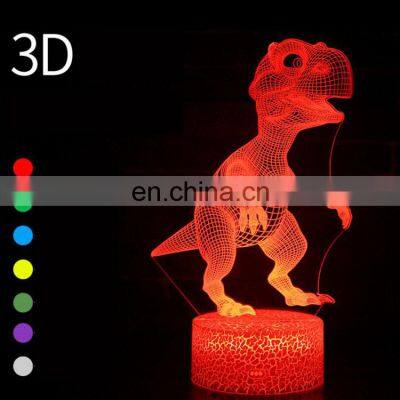 2019 New Customized Creative Gift 3D Optical Dinosaur Visual Illusion Acrylic Night Light USB Table Lamp photo-5