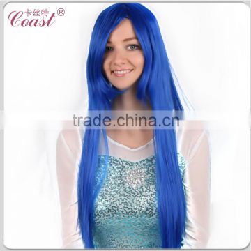 long beauty straight synthetic cosplay wigs dark blue