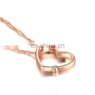 crystal jewelry heart diamond shaped pendant rose gold color