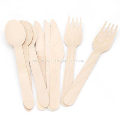 FSC certified disposable wooden forks and spoons wooden knife fork compostable tableware sustainable birch wood cutlery