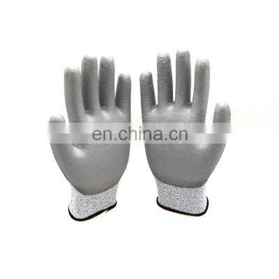 ANSI Cut 5 PU Coated Safety Glove CPE512 Heavy Duty High Cut Grey Soft Gloves photo-2
