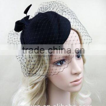 Wholesale Fascinator Pillbox Felt Wool Hat With Veil