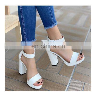 Party design women latest fancy high block heels platform ankle strap sandals shoes