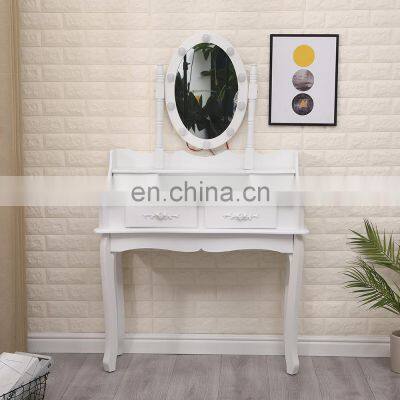 Bedroom Vanity Dresser Light Wood Dressing Table With With 10 Led Bulbs photo-3