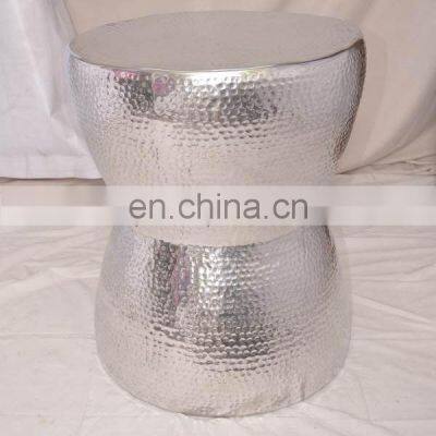 hamerred shiny polished metal stool