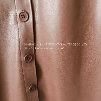 Spring/Autumn Women's Eco Leather Fashion Shirt photo-5