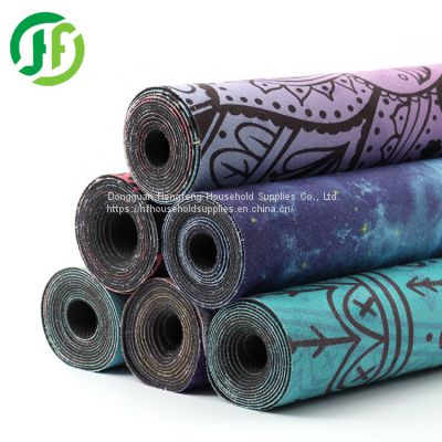 Fanyazu Yoga Mat - Premium Print Suede & Eco-Friendly Natural Rubber Non Slip Exercise & Fitness Mat for Yoga, Pilates, Bikram (72