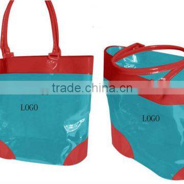 Factory beach towel bag vinyl beach bag girls large waterproof bag blue color