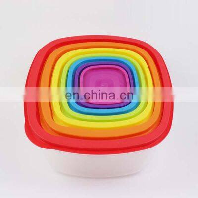 7 Pcs Rainbow Storage Box 14Pcs Plastic Food Container With Lid photo-5
