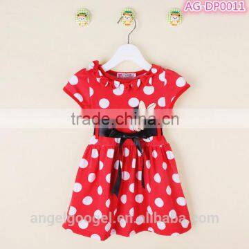 Summer colorful dot print short sleeve kids casual dresses AG-DP0011