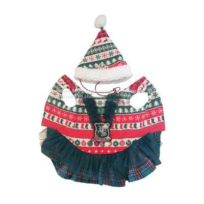 Christmas Pet Dress/ Green Dog Clothes/ Green Red Skirt/ Family Pet Dress/ Hot Sale Dog Clothes/ photo-4