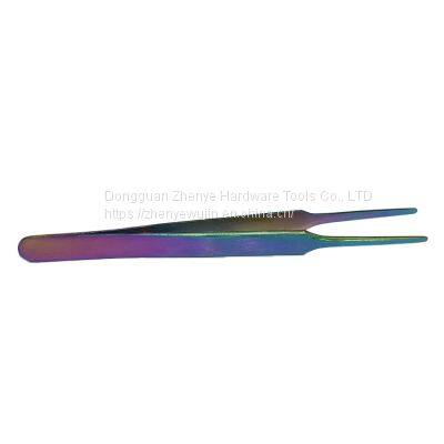 Colorful Flat Mouth Tweezers Anti-static Stainless Steel High-precision Clip Stamp Plucking Hair Phone Maintenance Thickened Flat Head Tweezers 13 Tweezers photo-5