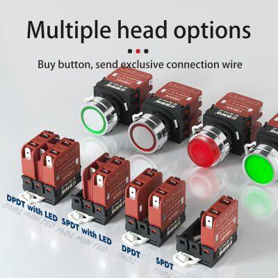 Ip65 22mm High Head Green Dot Illumination 20a 24v Spdt Switch Push Button Momentary photo-3
