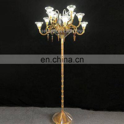 Luxury Home Decor Modern Crystal Standing Light Brass Gold Crystal Floor Lamp For Living Room