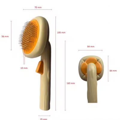 Meow Love Pet Grooming Self Cleaning Automatically Dog Cat Hair Removing Slicker Brush With Soft Stainless Pins photo-2