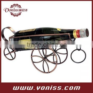 Antiqued Bronze Hand Made Metal Art Bar Decor Wine Rack Bottle Holder In Iron Metal Alloy