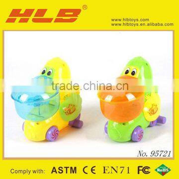 Funny plastic pull string toys/pull line ducks with light for kids