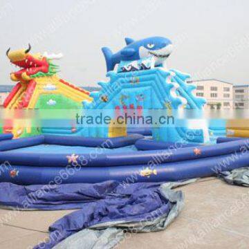 inflatable water park inflatable big water slide with pool