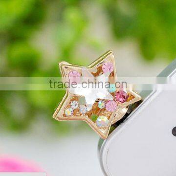 2012 Cute bling Stars anti dust plug charm for mobile phone