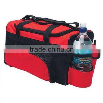 large capacity cooler duffel bag with side bottle pocket, phone holder