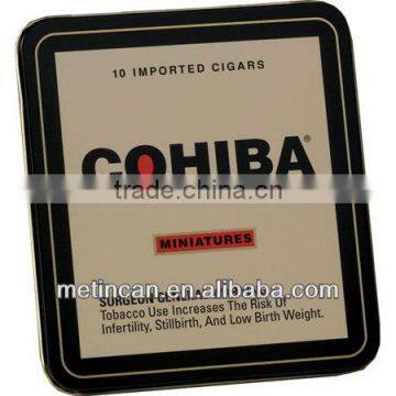 metal cigar tin box package with removable lid