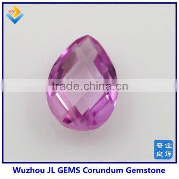 double checker cut pear shape pink corundum stone