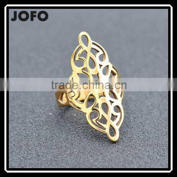 Gold/Silver Plated Stainless Steel Ring With Luxury Elegant Symmetry Geometric Patterns