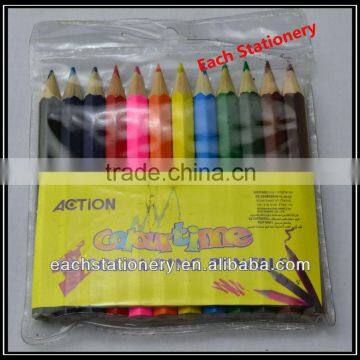 3.5" Hexagonal Shape Printing Mini Wooden Color Pencil Set In The PVC Bag