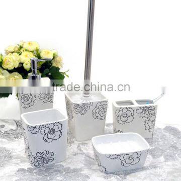 Shining Pearl White Polyresin Bathroom Accessories Set for Hotel and Home photo-6