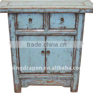 Chinese Antique Gray Blue Small Cabinet With Two Drawer Two Door Caninet 82*30*86cm