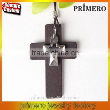 Cotton Rope Woman Charming Rock Wooden Cross Jewelry necklaces & pendants