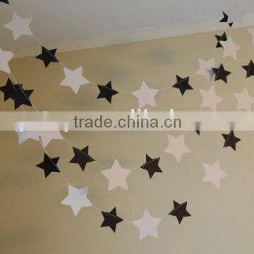 HOT! black and white star paper garland for festival wedding decorations