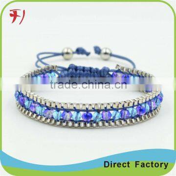 Fashion cheap leather with gemstone bracelets