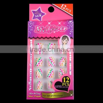 12pc press-on children little girl's nails tips