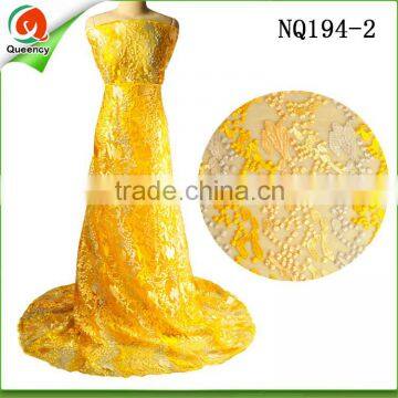 yellow african lace fabrics embroidery french lace fabric NQ194-2