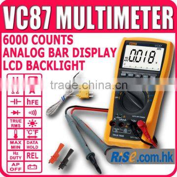 VC87 Tester Thermometer Resistance AC DC Ohm Hz C 6000 Count Voltmeter Multimeter