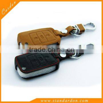 Genuine Leather Remote Car Key Remote Case Cover for VW Golf key case