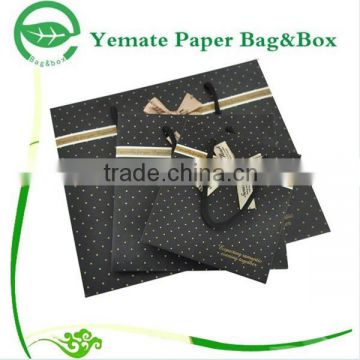 best sale black printed reusable folding gift shopping packaging bag with silk bowknot