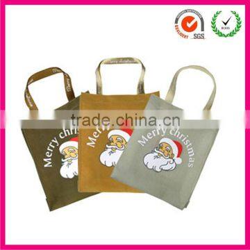 Handled merry christmas Organic Cotton Bags (factory)