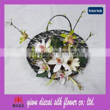 Group artificial flower decorated sinamay hat