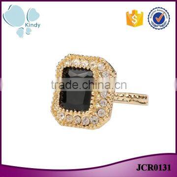 Less than 1 dollar jewelry zinc alloy rhinestone gemstone gold finger ring woman