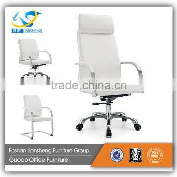 functional exective middle back white leather office chair GAC036B