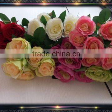 7 heads rose silk flower bouquet wedding