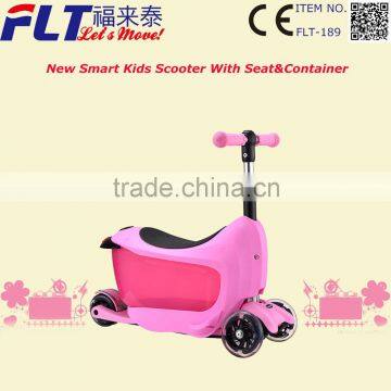 Patent new smart 3 in 1 scooter with seat and container for kids best toy