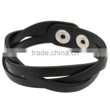 Handmade Weave Wrap Leather Snap Button Bracelet for Men and Women Gifts