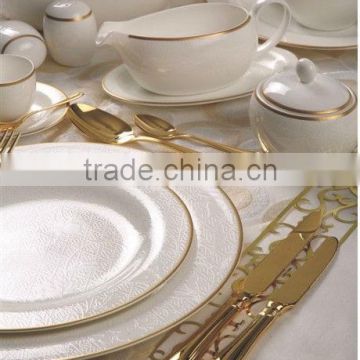 fine embossed plate bone china dinner cutlery set wholesale dinner for 6 person