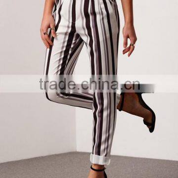 2016 Nationlal Black And White Stripe Pencil Pants For Women