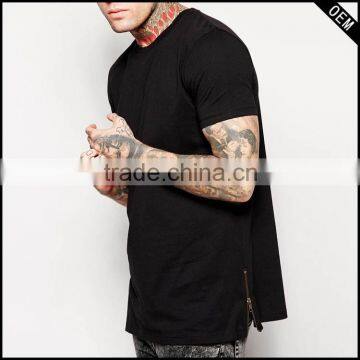 fashion and hot sale elongated t shirt side zipper for men                        
                                                Quality Choice