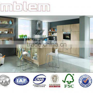 Simple style solid wood kitchen cabinets with glass door